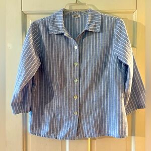 Blue and white short sleeved Heaven button down shirt